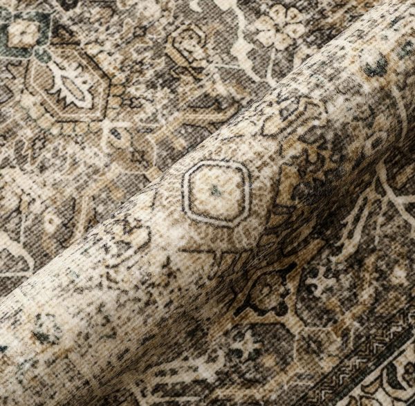 manufacturer direct vintage area rug 4x6 brown bedroom rug indoor kitchen washable living room carpet tribal distressed rug retro accent throw rug for office dining room bathroom faux wool trade price