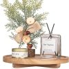 wholesale direct round decorative tray wood bathroom counter organizer farmhouse kitchen decor wooden riser for soap dish, perfume, candle, sponge, 10" - brown bulk purchase at factory prices