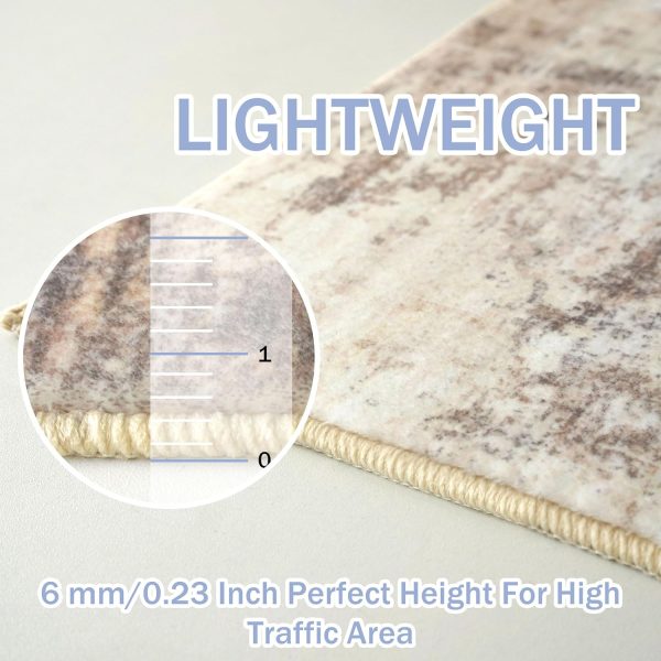 global sourcing iohouze small abstract area rug 2x3 ft entryway rug washable door mat indoor entrance, non slip throw rug, printed faux wool front door rug for foyer kitchen, beige brown oem/odm services