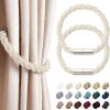 bulk purchase niceec 2 pack strong magnetic curtain tiebacks modern simple style drape tie backs convenient decorative weave rope curtain holdbacks for thin or thick home & office window draperies (beige) factory discount