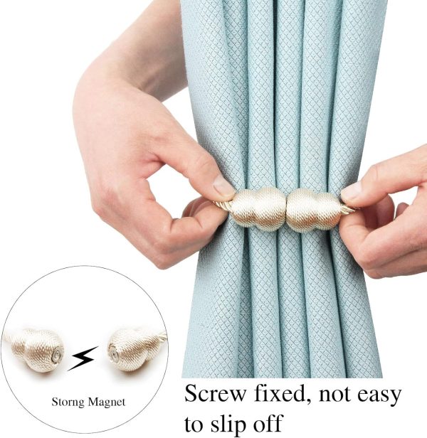 bulk purchase magnetic curtain tiebacks 2 pack rope decorative curtain tie backs elegant curtain holders for drapes outdoor window treatment holdbacks, beige factory discount