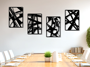 factory direct zzbakress 4 pieces abstract metal wall art, minimalist art decoration, paintings wall decor, 3d structure sculptures decor for living room bedroom bathroom office (black style 1) volume discount