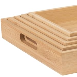 wholesale direct wood serving tray with handles - five piece nested breakfast wood tray - wooden crafts couch tray for organizing - food trays for party buffet montessori bathroom - wood trays for serving & catering bulk purchase at factory prices