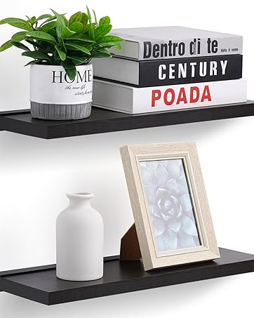 bulk purchase meangood floating shelves wall mounted set of 2, rustic wood wall storage shelves for bedroom,living room,bathroom, kitchen torched wood trade price