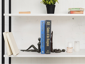 supplier direct ambipolar yoga-style black decorative bookends, cast iron book stand to hold books heavy duty, book stoppers for home decor, office desk, living room decor wholesale prices
