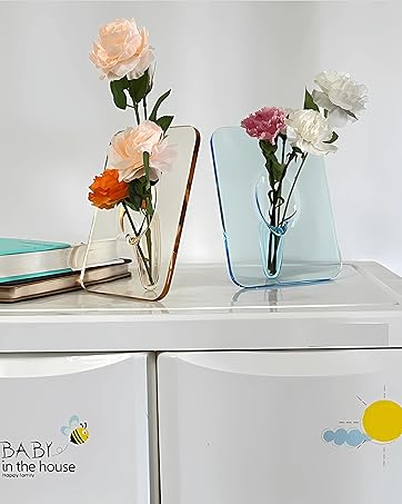 oem/odm services clear acrylic flower vase rectangular，acrylic frame vase ，art deco vase，decoration of consoles and various desktops，house warming gifts (clear) affordable bulk deals