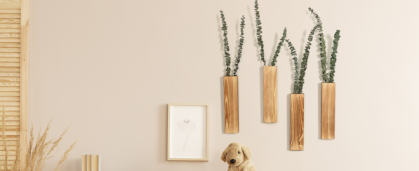 bulk purchase wood wall planters modern decor for livingroom bedroom bathroom contemporary wooden wall planter versatile wood home decor for dried flowers and faux greenery plants (3 pack，brown) trade price