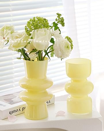 oem/odm services jspyfits glass hydroponic flower vase, 7 inches colored glass bubble vase for flower, three-layer glass funky vase for home/office/weddings/party table flower decor (milky green) affordable bulk deals