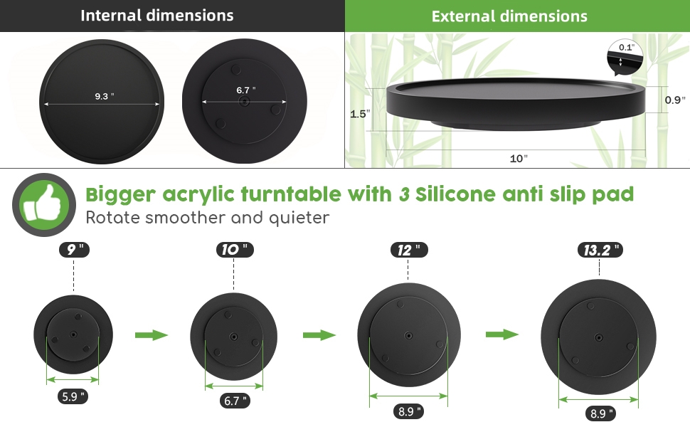 wholesale direct turntable vanity tray 10 inch for perfume candle, bamboo kitchen sink countertop organizer keep glass, sponge and soap bathroom coffee table decorative black (vflz) bulk purchase at factory prices