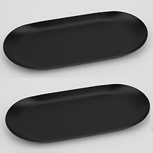 wholesale direct stainless steel decorative tray, set of 2, 7 inch long, jewelry dish cosmetics organizer bathroom clutter serving platter small storage tray, oval, matte black bulk purchase at factory prices