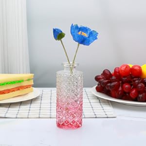 oem/odm services brajttt pink flower vase set, glass bud vase in bulk set of 8,artistic and cultural flavor mini vases for home office decor, bedroom, office, living room decorations,wedding affordable bulk deals