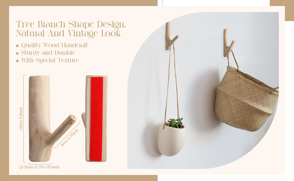 competitive pricing jetec 4 pieces wood wall hooks vintage real natural tree branch wall mounted handmade hook set rustic decorative wood adhesive strong suction hooks for coat key holder (white) one-stop wholesale