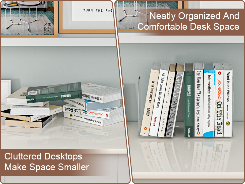 supplier direct acrylic bookends 4 pieces, book ends for shelves, clear bookends for book shelves and desktop organizer, transparent bookends to hold books for home office supplies wholesale prices