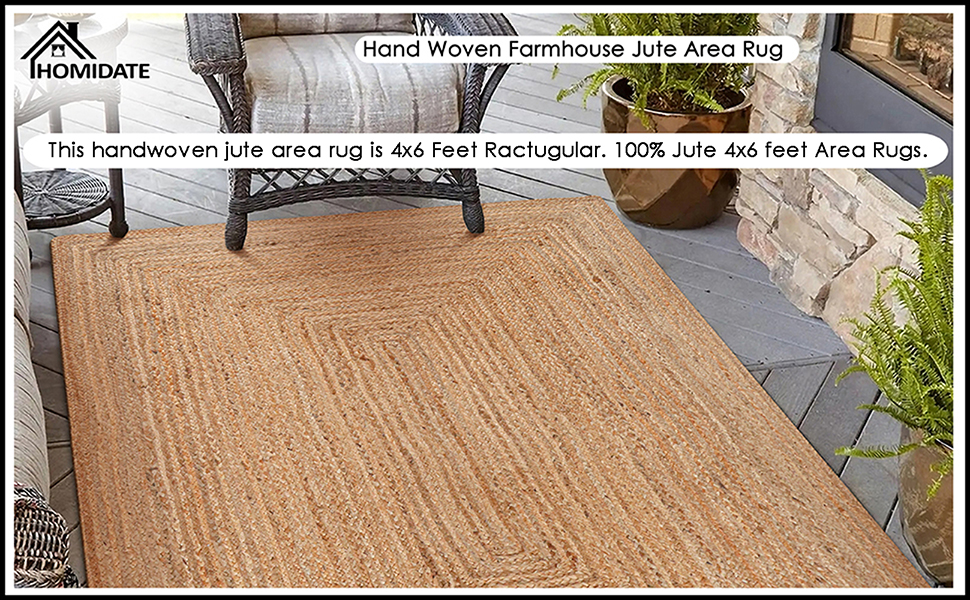 manufacturer direct homidate jute braided rug 4x6 ft, tightly braided chindi and jute rug, reversible,durable,sustainable rug pad, shag rugs for bedroom, floor rug, bedroom rugs, jute kitchen rug-48x72 natural trade price