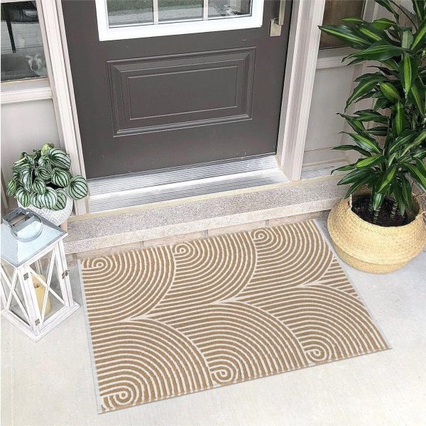 global sourcing tiffasea cotton reversible area rug, 2’x3', tan, machine washable, indoor outdoor, modern geometric pattern, perfect for high-traffic areas oem/odm services