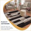 manufacturer direct superior indoor area rug, jute backed, modern geometric patchwork floor decor for bedroom, office, living room, entryway, hardwood floors, rockwood collection, 3' x 5', chocolate trade price