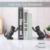 supplier direct book ends for shelves decorative, cast iron heavy duty bookends for heavy book, unique cute cat bookend for home/office decor, antique classic black 2pcs wholesale prices