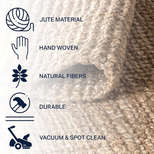 manufacturer direct jonathan y nrf102a-3 pata hand woven chunky jute indoor area -rug bohemian farmhouse easy -cleaning bedroom kitchen living room non shedding, 3 ft x 5 ft, natural color trade price