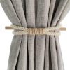 bulk purchase curtain holdbacks boho tiebacks for drapes, farmhouse jute rope cotton tie backs with rustic wood club, curtain accessories holders for indoor outdoor use, set of 4 factory discount