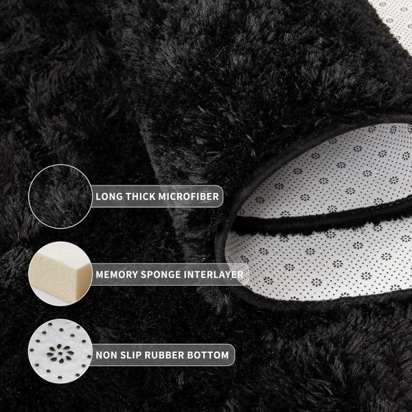 global sourcing tepook super soft fluffy rug for bedroom, modern shaggy rug fuzzy kids rug for living room, plush indoor nursery home decor rug with non-slip bottom, black, 4 x 6 feet oem/odm services