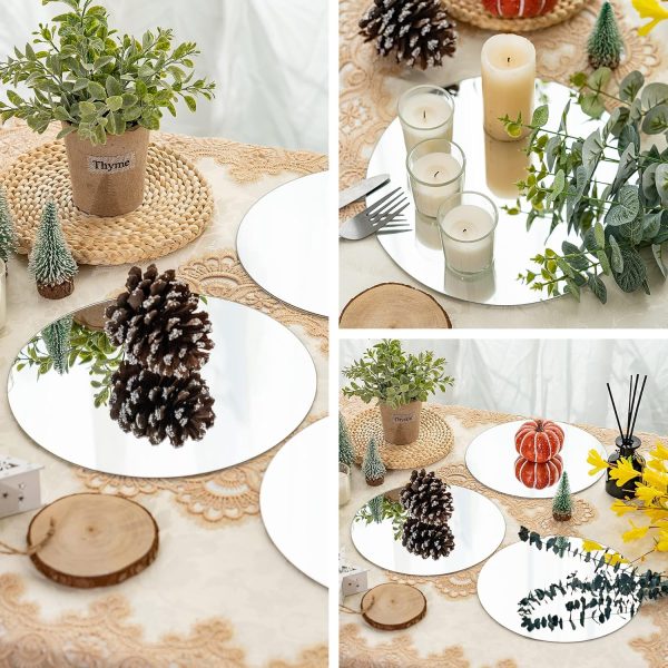 wholesale direct muzilife 10" round mirror candle plate set, 2 mm circle tables mirror trays - box of 12 glass candle plate set for table wedding centerpieces, party, festivals decor bulk purchase at factory prices