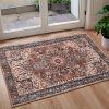 global sourcing iseau indoor entryway 2x3 vintage rug - small machine washable area rug with non-slip backing, low pile throw rugs for door, entrance, kids room, bedside, bedroom, kitchen oem/odm services