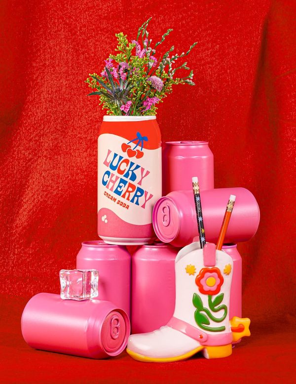 oem/odm services ban.do small cowboy boot vase, cute cowgirl boot vase, colorful ceramic shelf decor for home or office, unique/quirky/funky/fun flower vase doubles as pencil cup, giddy up affordable bulk deals