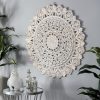 bulk purchase deco 79 wood floral handmade home wall decor intricately carved mandala wall sculpture, wall art 35" x 2" x 35", white trade price