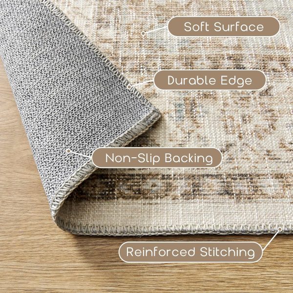 global sourcing small area rug 2x3,non slip neutral farmhouse washable entryway rug indoor,tan beige and light brown oem/odm services