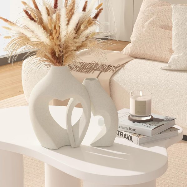 oem/odm services white vases for decor, heart shaped ceramic vase set of 2, nordic heart shaped vases, minimalist decorative vase for table centerpiece wedding dining living room office house decoration affordable bulk deals