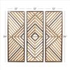 bulk purchase deco 79 wood geometric home wall decor slatted wood design wall sculpture, set of 3 wall art 12"w, 35"h, brown trade price
