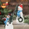 dropship from factory istatue resin snowmen figurines with lighted christmas tree and wreath 5'' - set of 2 battery operated - holiday decorations home decor (snowman) mass production supply