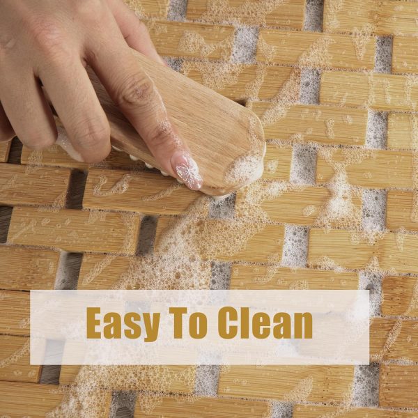 manufacturer direct hombys 100% bamboo shower mat for shower stall tub 34x17 inch, non slip bath mat bathroom accessories, large mats for shower and bathroom, quick drying trade price