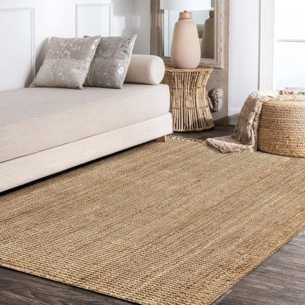 manufacturer direct jonathan y nrf103a-5 para hand woven chunky jute with fringe area-rug, bohemian, for bedroom, kitchen, living room,5 x 8,natural trade price