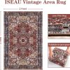 global sourcing iseau indoor entryway 2x3 vintage rug - small machine washable area rug with non-slip backing, low pile throw rugs for door, entrance, kids room, bedside, bedroom, kitchen oem/odm services