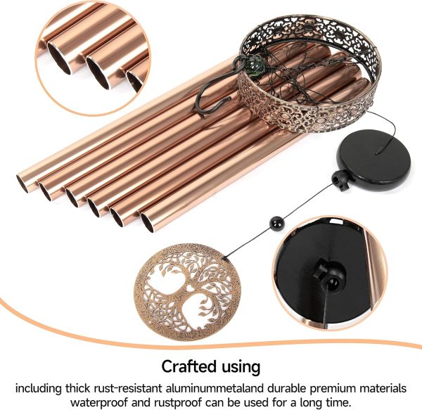 producer to buyer bvgy 38.2 inch large aluminum deep tone wind chimes - outdoor sympathy memorial gifts - garden patio yard decor - gold aluminum finish discounted pricing