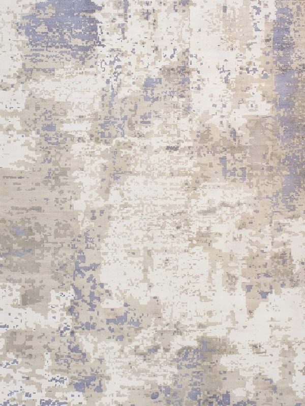 manufacturer direct pasargad home mirage bamboo silk abstract area rug - hand-loomed grey/blue rugs for living room, bedroom, home, 5' 0" x 8' 0" trade price