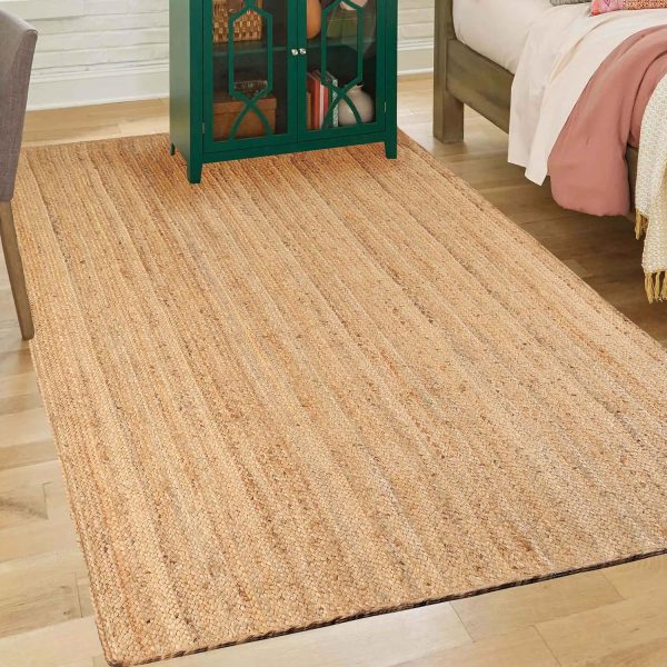 manufacturer direct superior hand woven natural fiber reversible high traffic resistant braided jute area rug, 3' x 5' trade price