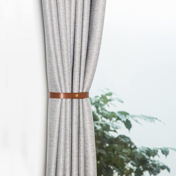 bulk purchase pu leather curtain tie backs, ring clips curtain buckle for window draperies of home hotel curtain holders, rope decoration creative curtains buckle modern minimalist set of 2 (light brown) factory discount