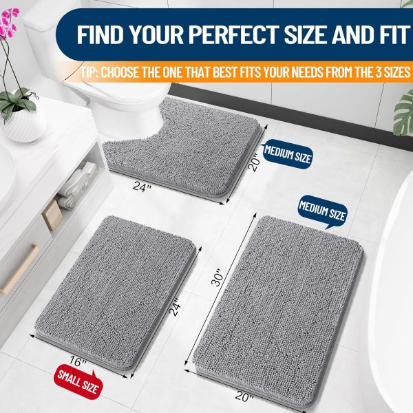 global sourcing olanly toilet rugs u-shaped 24x20, extra soft absorbent chenille contour bathroom rugs for toilet, dry quickly, machine washable, non-slip toilet bath mat, grey oem/odm services