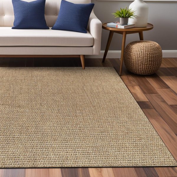 manufacturer direct easy jute rugs 9x12 natural color living room indoor outdoor area rug for farmhouse patio and kitchen rug high traffic washable easy to clean solid boho woven design outside carpet (9 x 12) trade price