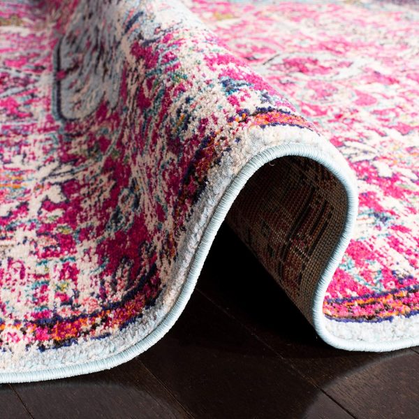manufacturer direct safavieh madison collection area rug - 8' x 10', fuchsia & teal, boho chic medallion distressed design, non-shedding & easy care, ideal for high traffic areas in living room, bedroom (mad447r) trade price