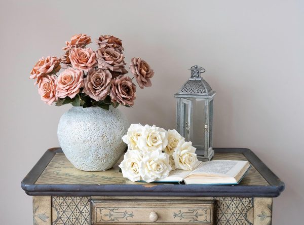 oem/odm services white ceramic vase flower vase, big textured round vase for centerpieces, kitchen, living room, bedroom decor gifts (8" x 8.5" x 8.5") affordable bulk deals