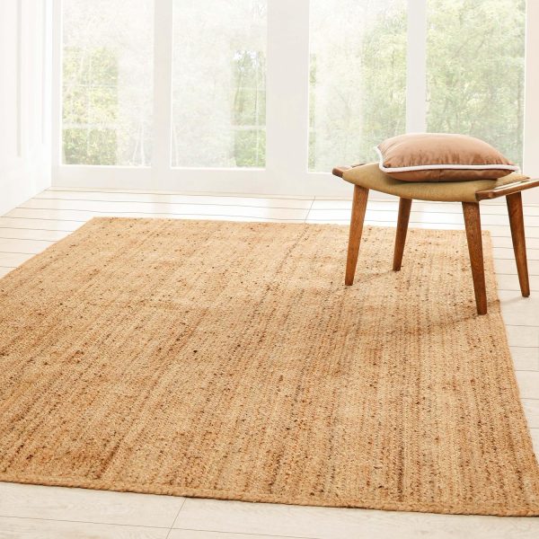 manufacturer direct superior hand woven natural fiber reversible high traffic resistant braided jute area rug, 3' x 5' trade price