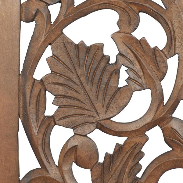 bulk purchase deco 79 wooden floral handmade home wall decor intricately carved acanthus wall sculpture, wall art 12" x 1" x 36", brown trade price