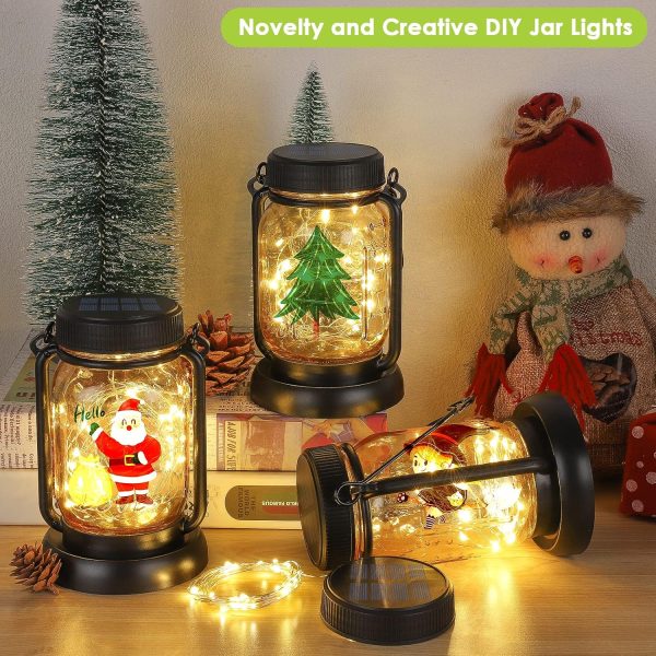custom wholesale mlambert 4 pack solar hanging lantern with stakes, outdoor waterproof solar mason jar fairy string lights decorative vintage glass lamp-warm white oem/odm services