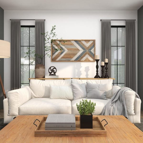 bulk purchase deco 79 wooden geometric handmade home wall decor southwestern wall sculpture, wall art 46" x 1" x 23", multi colored trade price