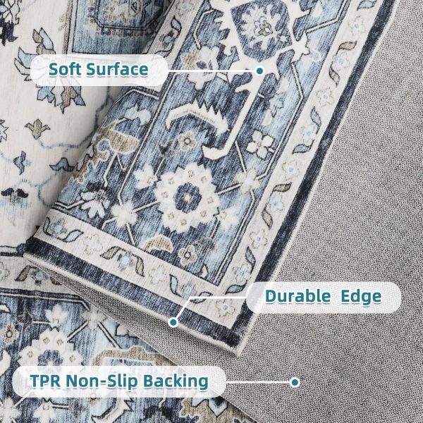 global sourcing dripex vintage collection washable area rug - 2x3 door mat small entryway rug distressed non-slip low-pile floor carpet for indoor front entrance kitchen bathroom living room bedroom oem/odm services