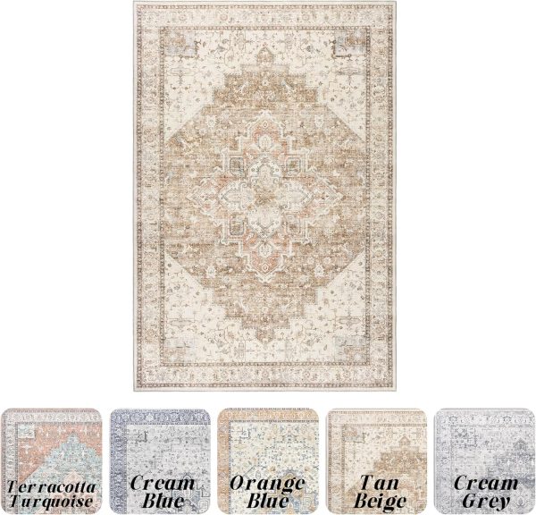 global sourcing small area rug 2x3,non slip neutral farmhouse washable entryway rug indoor,tan beige and light brown oem/odm services
