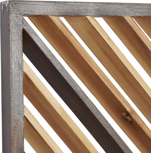 bulk purchase deco 79 wood geometric home wall decor slatted wood design wall sculpture, set of 3 wall art 12"w, 35"h, brown trade price